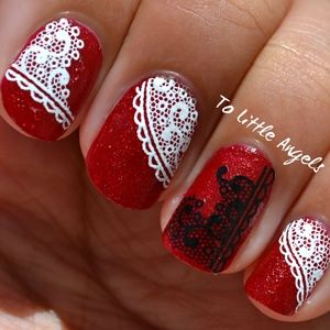 Black & White Lace Nail Art Decal S38